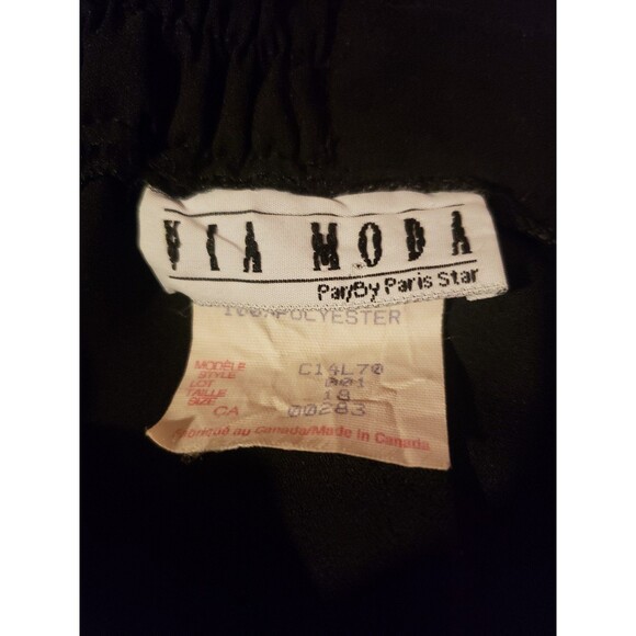 Vintage 1980s Black Wide Leg Sheer Overlay Pants Chic Gothic - Picture 4 of 4